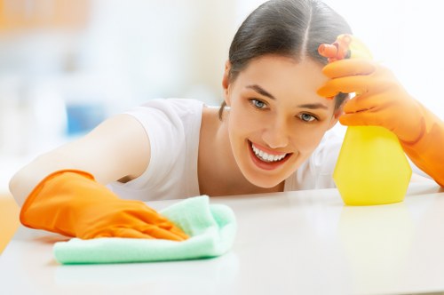 A professional mattress cleaning process in progress