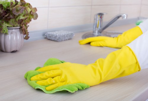 Close-up of window washing tools and streak-free glass