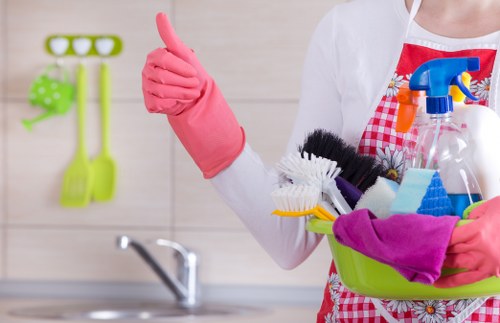 Deep domestic cleaning in a bright, well-kept bedroom