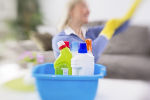 Cleaning cabinets and floors during move in cleaning